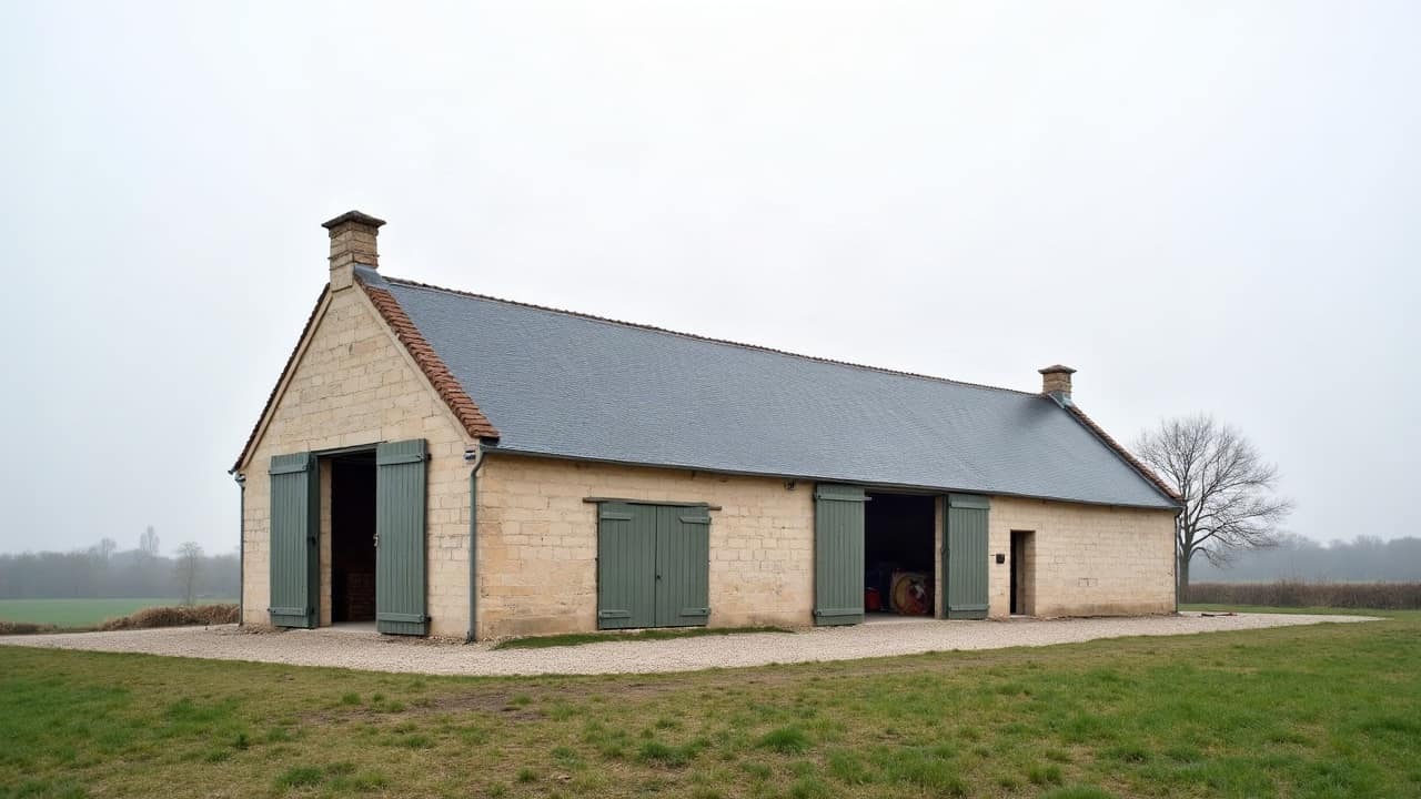 Bocage virois : le parc de hangars agricoles couverts en fibrociment