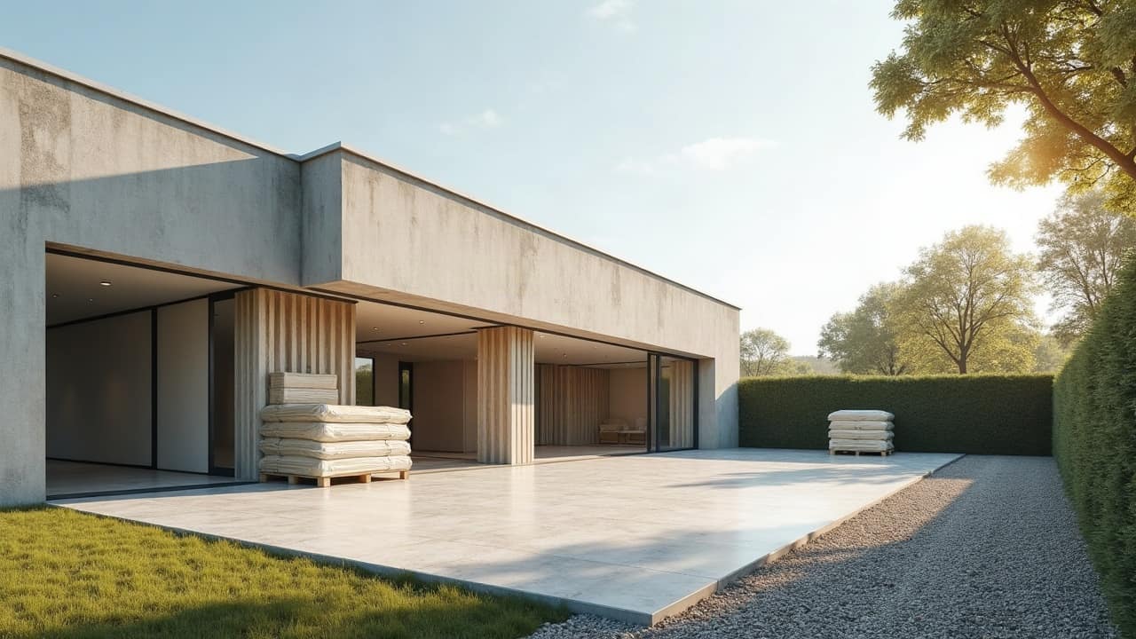 Sol intérieur brut après dépose d'un ancien revêtement, surface propre et nette, pièce vide sans mobilier ni personne.