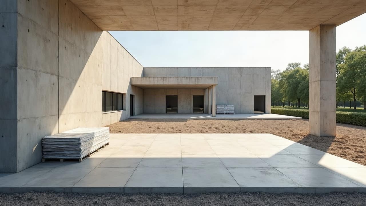 Zone de chantier de désamiantage intérieur nettoyée et vide, sol et murs propres après retrait, lumière naturelle dans la pièce.